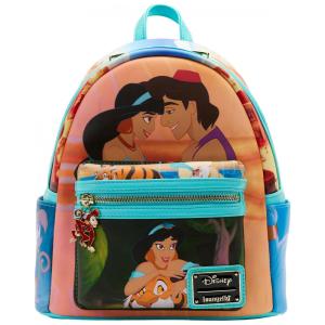Mini Mochila Escolar Infantil Loungefly Disney Princesa Jasmine e Aladdin para Crianças a Partir de 3 Anos, Azul