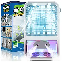 Climatizador Portátil 3 em 1 com 3 Velocidades, Recarregável por USB e Display LED, LoweXII AC0818, Branco