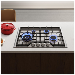 Cooktop a gás 4 queimadores Robam inox série Turbo Flame proteção contra falha de chama grades removíveis compatível com gás natural e GLP