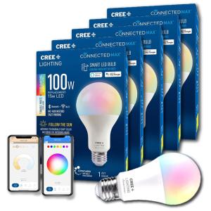 Lâada LED Colorida Inteligente Wi Fi, Controle de Voz, 5 Un, CREE LIGHTING CMA21 100W AL 9ACK MP, Branco