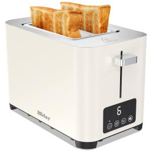 Torradeira de 2 Fatias com Tela LCD e 6 Níveis, 850W, 110v, BBDAY, Creme