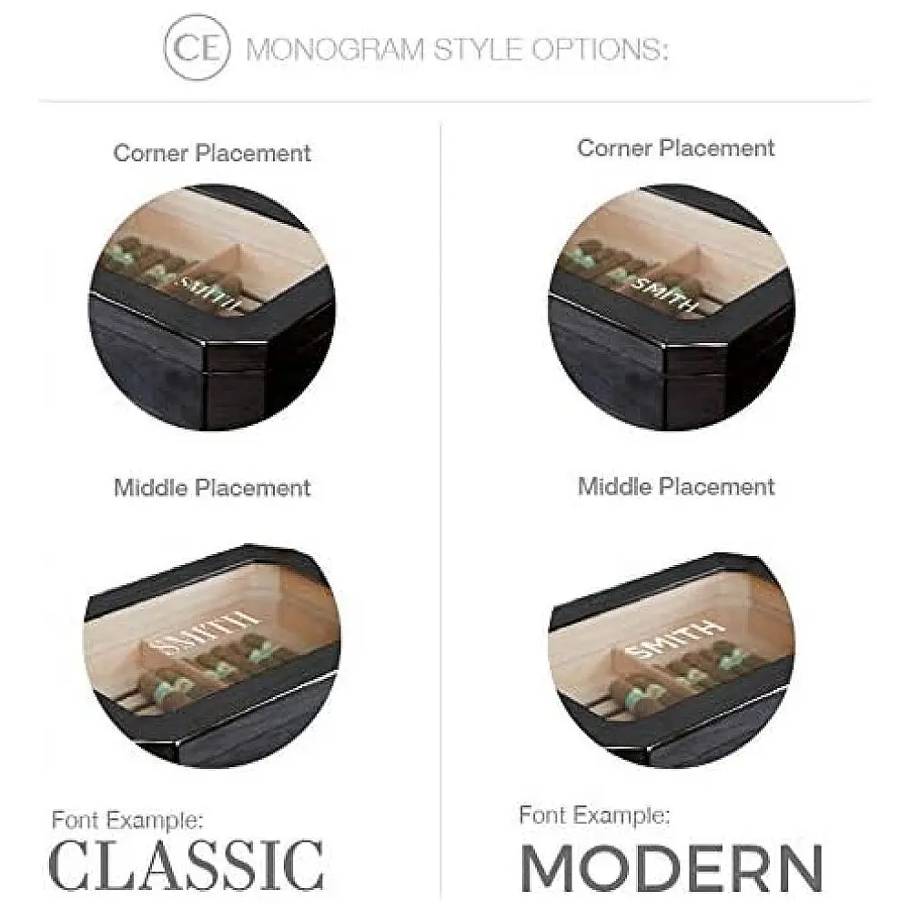 Humidor Case Elegance Octodor Preto Piano 100 Charutos Sistema Digital Hydro Cedro Espanhol — foto 3