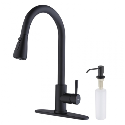 Torneira Cozinha com Dispensador de Sabão, Pulverizador de 3 Modos, Revestimento de Metal de Chapeamento Profundo, Keer, Preto Fosco