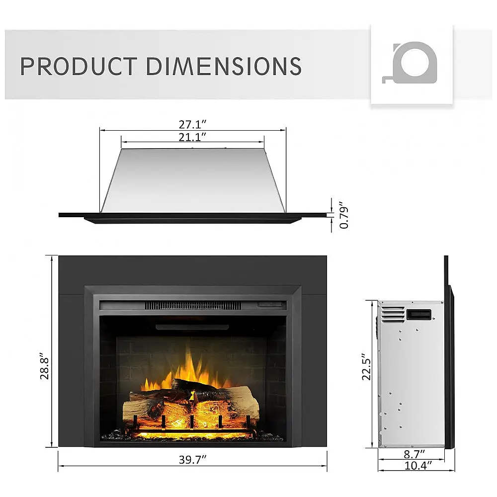 Lareira Elétrica Legend Flame 101x73cm 1500W Chamas LED Troncos Embutir 110V — foto 3