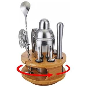 Kit Bn Profissional 10 Peças em Aço Inoxidável com Suporte de Madeira, JESEBROD, Prateado