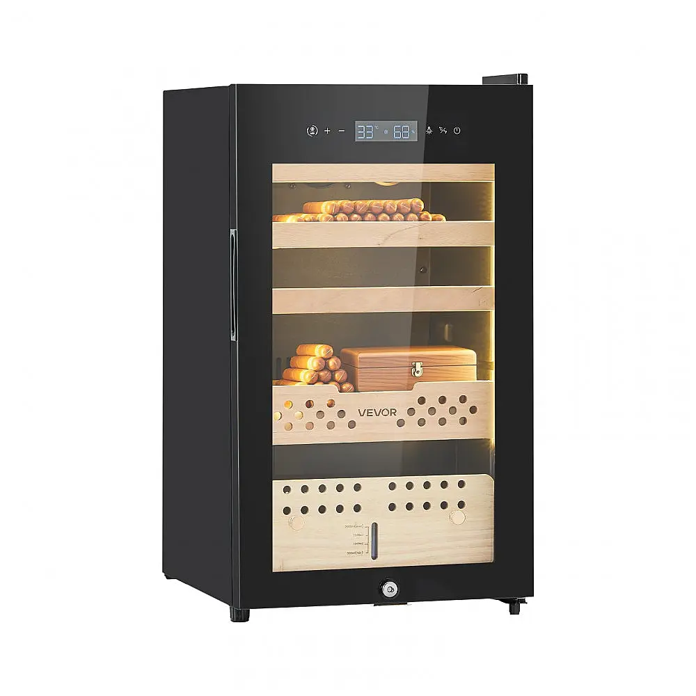 Humidor Elétrico VEVOR 70L Preto Controle Digital Temperatura Umidade 110V