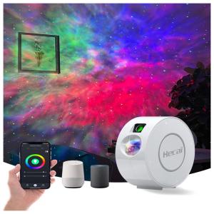Hecai Projetor Luz LED Galáxia com Estrelas e Nebulosa Controle por Voz Alexa e Google