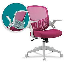 Cadeira de Escritório Ergonômica Giratória com Apoio de Braços, HORSHOD Breathable Mesh Computer Chair, Rosa