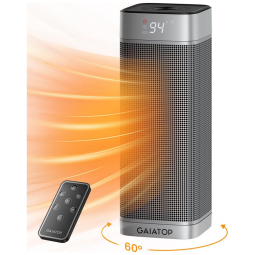 Aquecedor Elétrico Portátil Silencioso com Termostato e 5 Modos, 1500W 110V, GAIATOP, Cinza