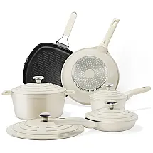 Jogo de Panelas e Frigideiras de Indução com Revestimento Antiaderente, 5 Peças, Wodillo WS5MFO, Branco