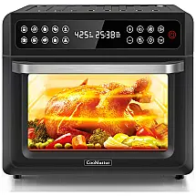 Fritadeira Elétrica AirFryer 20L em Aço Inoxidável com Livro de Receitas e Luvas, 110v, COOMUSTUR AO1202X4, Preto