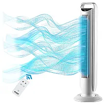 Ventilador de Torre com 5 Velocidades, Controle Remoto e Silencioso, 110V, SEVILLE CLASSICS EHF10201W, Branco