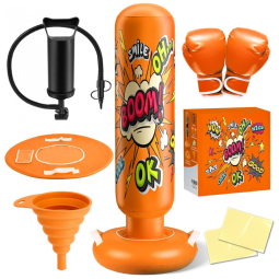 NOCNPSW Saco de Pancada Inflável para Crianças e Adultos, Laranja, Equipamento de Boxe Ideal para Treino de Karatê e Taekwondo