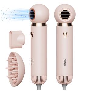 Yiiho Secador de Cabelo Profissional com 3 Modos de Velocidade e Aquecimento, 1800W, Rosa