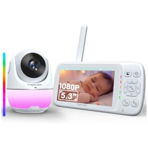 Babá Eletrônica com Monitor de Vídeo, Câmera e Áudio de Alta Definição, Armazenamento e Reprodução de Vídeo. Sem WiFi, Yonvim, Branca