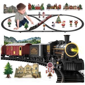 Conjunto de Trenzinho de Brinquedo com Vapor, Luz e Sons para Crianças de 3 a 12 anos, TEMI, Preto