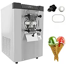 Máquina de Sorvete Profissional em Aço Inoxidável 20L por Hora com 1 Bico e Tela LCD, 110V 2000W, BZD, Prata