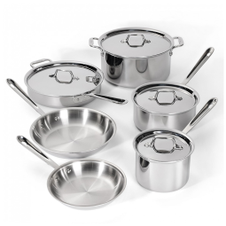 D3 Conjunto de Panelas e Frigideiras de Aço Inoxidável, 10 Peças, ALL CLAD 8400000962, Prateado