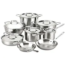 BD005714 Conjunto de Panelas e Frigideiras de Aço Inoxidável, 14 Peças, ALL CLAD 8400000680, Prateado