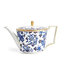 Bule de Chá em Porcelana Resistente com Capacidade de 500mL, Tema de Hibisco e Detalhes em Dourado, Wedgwood