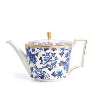 Bule de Chá em Porcelana Resistente com Capacidade de 500mL, Tema de Hibisco e Detalhes em Dourado, Wedgwood