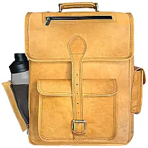 Mochila Unissex para Laptop de Couro, RUSTIC TOWN, Marrom