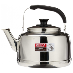 Chaleira de Chá 7.5 Litros em Aço Inoxidável com Apito e Espelhada, Zebra, Prata