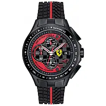 Relógio de Pulso Race Day Taquímetro Janela de Data Cronógrafo Pulseira Borracha, SCUDERIA FERRARI 0830077, Preto