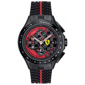 Relógio de Pulso Race Day Taquímetro Janela de Data Cronógrafo Pulseira Borracha, SCUDERIA FERRARI 0830077, Preto