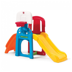 Playset Infantil Para Ambientes Internos e Externos, Com Escorregador, Parede de Escalada, Cesta de Basquete e Jungle Gym - Para Crianças de