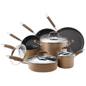 Conjunto de Panelas e Frigideiras Antiaderentes, 11 Peças, ANOLON 82693, Marrom