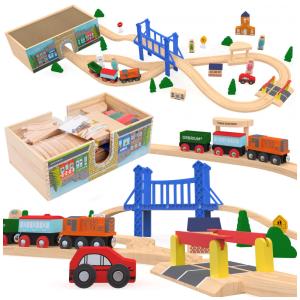 Conjunto de Trenzinho de Brinquedo com Caixa de zenamento e Túnel de Uso Duplo para Crianças, Orbrium, Colorido