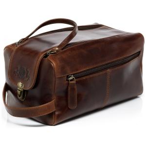 Necessaire Masculina de Couro, SID VAIN, Marrom