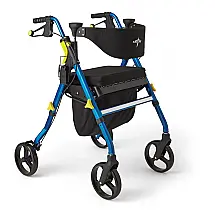 Andador Adulto Idoso com Apoio de Braço, Assento Acolchoado e Cesto, Suporta até 136 kg, MEDLINE MDS86845BM, Azul