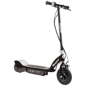 Patinete Elétrico Infantil com Velocidade até 16 km/h, Freios e Pneus Pneumáticos para Crianças Acima de 8 Anos, 24V, Razor E100, Preta