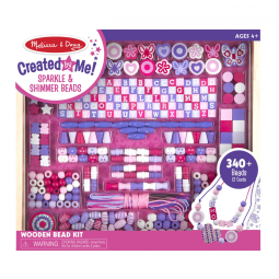 Kit de Artesanato Infantil de Madeira e Miçangas Brilhantes com 340 Peças para Crianças Acima de 3 Anos, Melissa & Doug