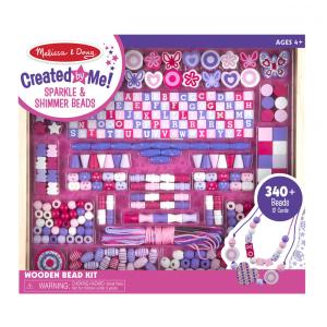 Kit de Artesanato Infantil de Madeira e Miçangas Brilhantes com 340 Peças para Crianças Acima de 3 Anos, Melissa & Doug