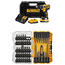 DCD791D2 Kit Furadeira sem Fio 20V MAX com Estojo de Brocas 45 Pçs, DEWALT, Amarelo