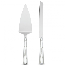 Conjunto de Faca e Espátula de Bolo, Charme e Elegância para Sua Casa com 2 Peças e Material de Aço Inoxidável, Lenox 837359, Prata