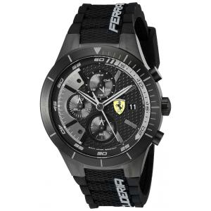 Relógio de Pulso Analógico Pulseira em Elos Esculpidos Cronógrafo Esportivo, FERRARI 0830262, Preto