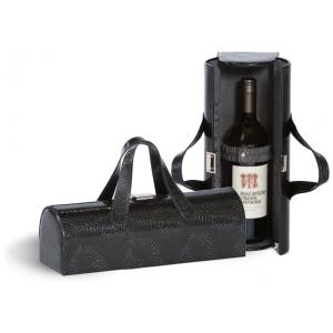 Bolsa Térmica Para Transporte de Vinhos Picnic Plus até 4 Garrafas de Camurça Macia Forrada, Preto