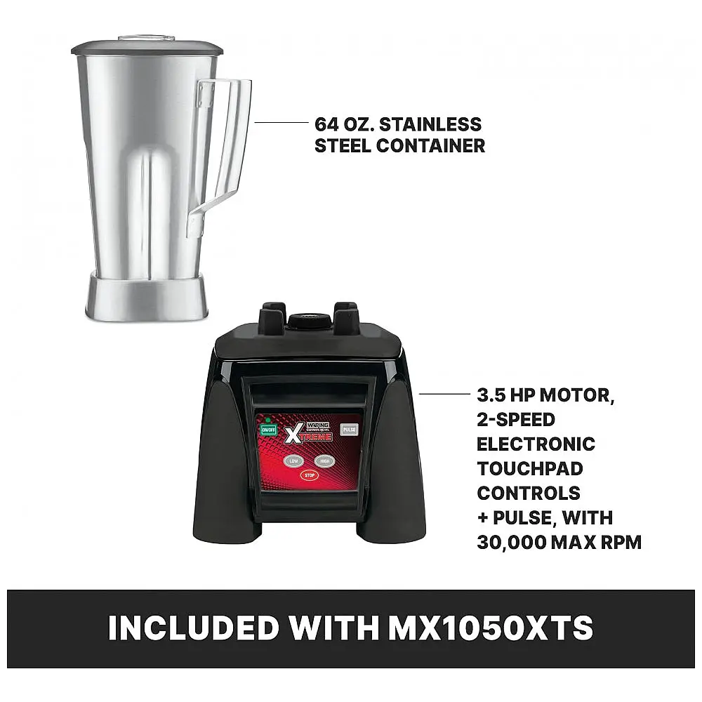 Liquidificador Profissional 1,8L com Função de Pulsar, Jarro em Aço Inoxidável e Plugue de 5 a 15 Fases, 110V 1560W, Waring MX1050XTS — foto 3