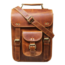 Mochila Unissex de Couro Sintético para Laptop, JAALD, Marrom