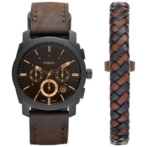 Relógio Masculino com Cronógrafo de Quartzo em Aço Inoxidável, FOSSIL FS5251SET, Marrom