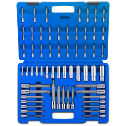 Ferramenta Automotiva Soquete de Bit Torx Extralongo 60 Peças Aço S2 e Cr V, NEIKO 10287A, Azul