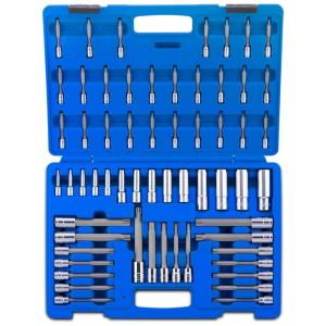 Ferramenta Automotiva Soquete de Bit Torx Extralongo 60 Peças Aço S2 e Cr V, NEIKO 10287A, Azul