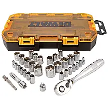 Conjunto de Soquetes com Caixa de zenamento, 34 Peças, DEWALT DWMT73804, Amarelo