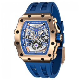 Relógio Masculino Automático Analógico a Prova dÁgua 50M, TSAR BOMBA TB 8208SGLZ, Azul