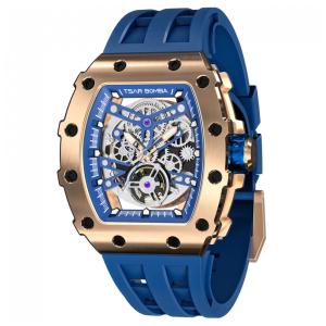 Relógio Masculino Automático Analógico a Prova dÁgua 50M, TSAR BOMBA TB 8208SGLZ, Azul