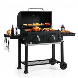 Churrasqueira a Carvão com Bandeja de Cinzas de Fácil Limpeza e Área de Cozimento Grande, MFSTUDIO, Preta